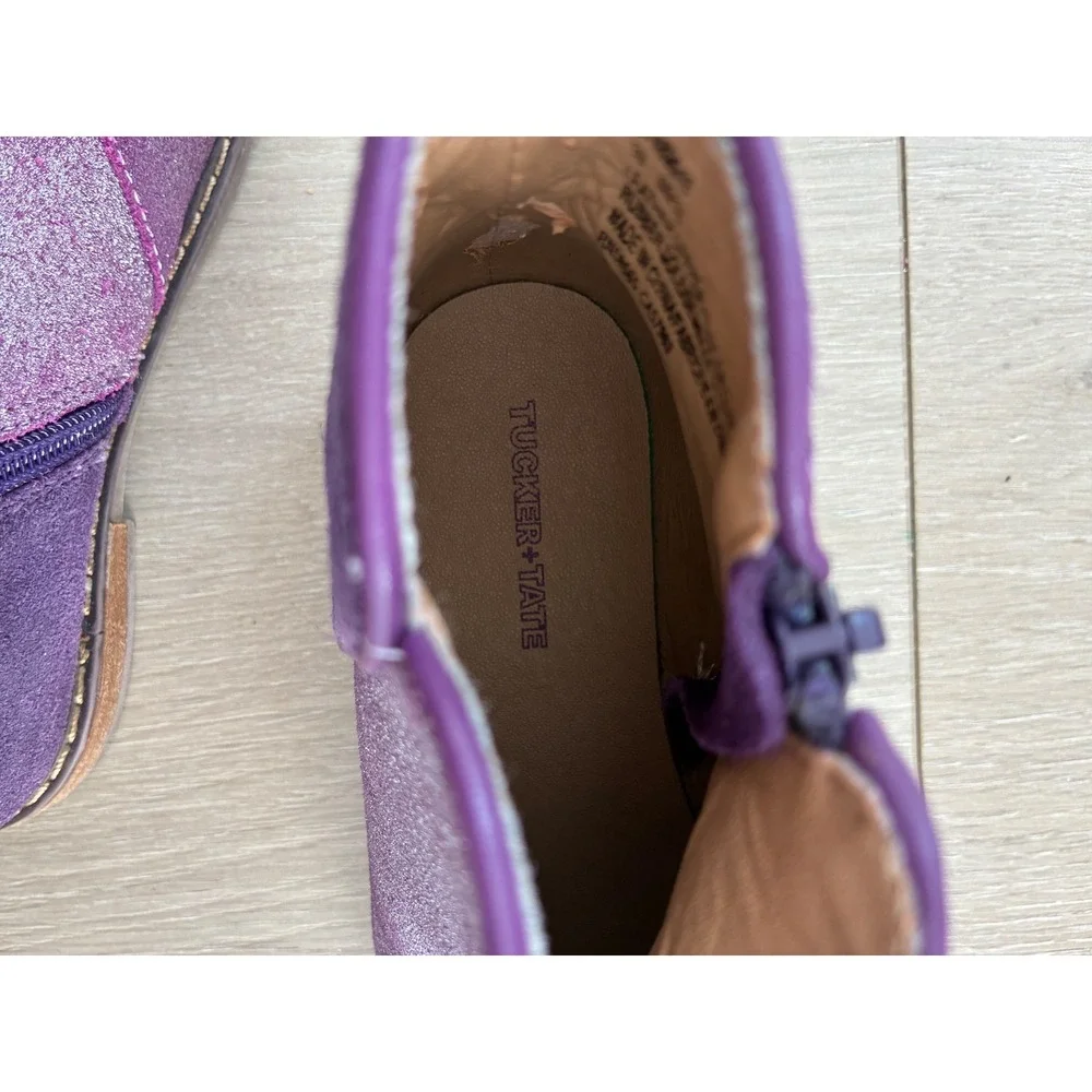 Tucker Tate Girls Purple Glitter Sparkle Ankle‎ Boots Side Zip Size 30